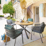 Table de jardin ronde oriengo acacia graphite 4 places - aluminium traité époxy, certifié fsc® hespéride ... Table de jardin ronde oriengo acacia graphite 4 places - aluminium traité époxy, certifié fsc® hespéride ...