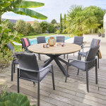 Table de jardin ronde oriengo acacia graphite 8 places - aluminium trait� �poxy, certifi� fsc� hesp�ride ...
