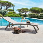 Transat bonao lin / caf� l. 171 x p. 64 h. 84, 5 cm - aluminium, traitement anti - rouille, texaline ...