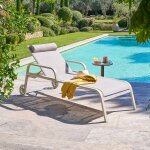 Transat osmala beige / argile 4 positions - texaline, aluminium trait� �poxy hesp�ride