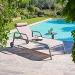 Transat osmala lin / vert laurier 4 positions - texaline, aluminium trait� �poxy hesp�ride