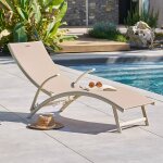 Transat samba lin / argile l. 174, 5 x p. 59 h. 99 cm - aluminium, traitement anti - rouille, texaline ...