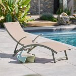 Transat samba lin / vert laurier 4 positions - aluminium trait� �poxy, texaline hesp�ride