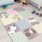 Tapis enfant - pastel kids - design animaux à damier - multicolore - 120 x 170 cm Tapis enfant - pastel kids - design animaux à damier - multicolore - 120 x 170 cm