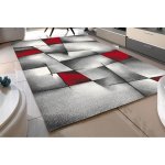 Tapis de salon déco - brillance - design moderne - gris et rouge - 160 x 230 cm Tapis de salon déco - brillance - design moderne - gris et rouge - 160 x 230 cm