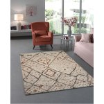 Tapis de salon dco moderne style berbre - marokko - beige - 200 x 290 cm