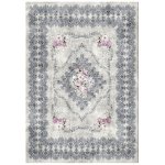 Tapis de salon design oriental lalee - collection peri - gris - 80 x 140 cm