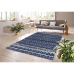 Tapis de salon tendance indigo - design oriental contemporain - bleu - 160 x 230 cm Tapis de salon tendance indigo - design oriental contemporain - bleu - 160 x 230 cm