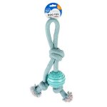 Duvoplus - duvoplus jouet chien corde boucle bleu n?ud et balle - taille 8 x 8 x 39 cm