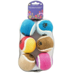 Martin sellier - jouet chien - filet de 6 balles de tennis colores -  6, 5 cm