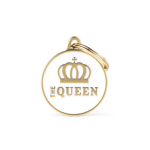Myfamily - myfamily mdaille chien charms  the queen  rond noir et or - 32 x 37 mm