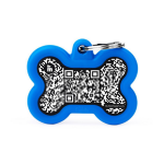 Myfamily - myfamily mdaille chien hushtag plus os aluminium qr code bleu - 41 x 33 mm
