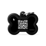 Myfamily - myfamily mdaille chien hushtag plus os aluminium qr code noir - 41 x 33 mm