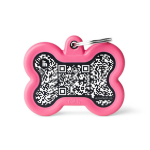 Myfamily - myfamily mdaille chien hushtag plus os aluminium qr code rose - 41 x 33 mm