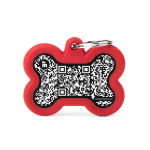 Myfamily - myfamily mdaille chien hushtag plus os aluminium qr code rouge - 41 x 33 mm