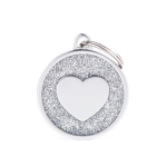 Myfamily - myfamily mdaille d identification chien shine grand cercle c?ur argent  32 mm