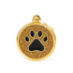 Myfamily - myfamily mdaille d identification chien shine grand cercle patte noir & or  32 mm