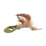 Wouapy - jouet chat - wouapy poisson � plumes avec matatabi et herbe � chat beige - 12 x 3 x 1 cm