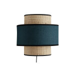 Miliboo applique murale bi - mati�re en rabane et lin bleu canard h24 cm litchi