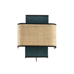 Miliboo applique murale en lin bleu paon et rabane naturelle h28 cm tera