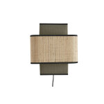 Miliboo applique murale en lin vert kaki et rabane naturelle h28 cm tera