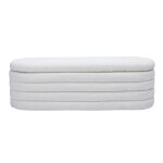 Miliboo banc coffre en tissu effet laine boucle blanc l125 cm navy