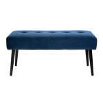 Miliboo banc design capitonn en tissu velours bleu nuit et mtal noir l96 cm guesta