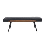 Miliboo banc noir, bois fonc� et m�tal noir l123 cm elior