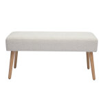 Miliboo banc scandinave capitonné en tissu effet laine bouclée blanc et bois clair l96 cm guesta Miliboo banc scandinave capitonné en tissu effet laine bouclée blanc et bois clair l96 cm guesta