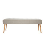 Miliboo banc scandinave capitonn en tissu effet velours textur gris clair et bois clair l130 cm guesta ...