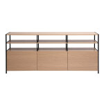 Miliboo buffet 3 portes finition bois clair ch�ne et m�tal noir l180 cm maxence