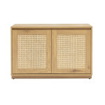 Miliboo buffet bas finition bois clair ch�ne et cannage rotin l96 cm seville