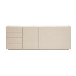 Miliboo buffet beige laqu� brillant 3 portes 4 tiroirs l200 cm isaure
