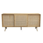 Miliboo buffet en bois manguier massif et cannage rotin 3 portes coulissantes l180 cm acange