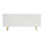Miliboo buffet design blanc et m�tal dor� 3 portes l160 cm ozen