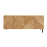 Miliboo buffet design en bois clair chne massif grav et mtal noir 4 portes l180 cm archipel