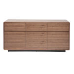 Miliboo buffet design en bois fonc noyer 3 portes 3 tiroirs l160 cm jako