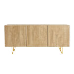 Miliboo buffet design grav finition bois clair chne et mtal dor 3 portes l160 cm ozen