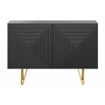 Miliboo buffet design grav noir et mtal dor 2 portes l107 cm ozen