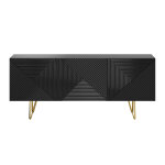 Miliboo buffet design grav noir et mtal dor 3 portes l160 cm ozen