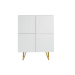 Miliboo buffet haut design grav blanc mat et mtal dor 4 portes l86 cm ozen
