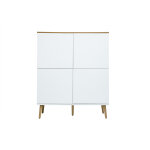 Miliboo buffet haut scandinave finition bois clair ch�ne et blanc l110 cm anders