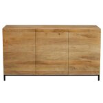 Miliboo buffet industriel en bois manguier massif et m�tal noir 3 portes l145 cm ypster