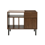 Miliboo buffet de rangement vinyles en bois fonc finiton noyer et mtal noir l90 cm kane