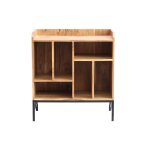 Miliboo buffet de rangement vinyles en bois massif et m�tal noir l76 cm blues