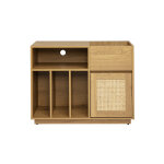 Miliboo buffet de rangement vinyles finition bois clair ch�ne et cannage rotin l95 cm alicante