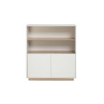 Miliboo buffet scandinave blanc et finition bois clair 2 portes l100 cm leana