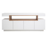 Miliboo buffet scandinave blanc laqu� brillant et bois 4 portes l180 cm livo