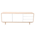 Miliboo buffet scandinave bois et blanc 2 portes 3 tiroirs l195 cm sid