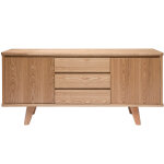 Miliboo buffet scandinave en bois clair fr�ne 2 portes 3 tiroirs l160 cm fifties